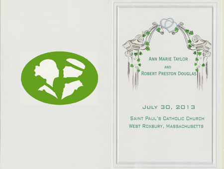 green cover wedding program